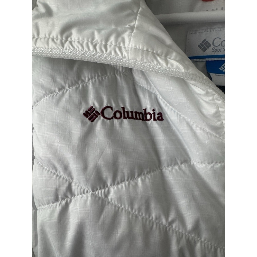 Texas A&M Aggies Vest White Columbia Omni-Heat Powder Lite Puffer Large EUC - Picture 5 of 7